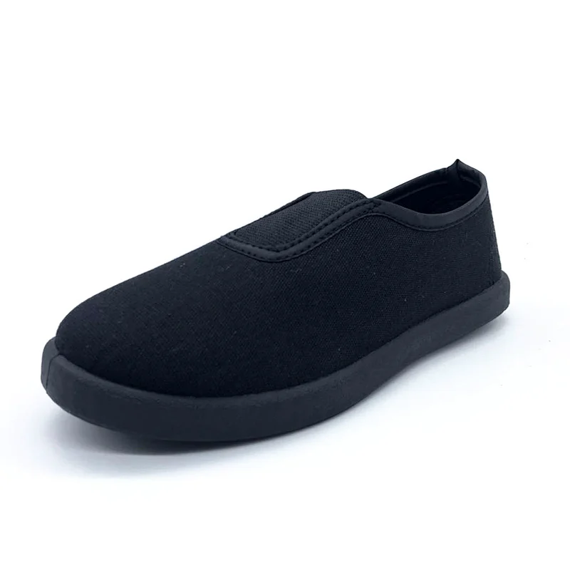 Cheap Price Black Children Injection Casual Students Canvas Shoes with Customized