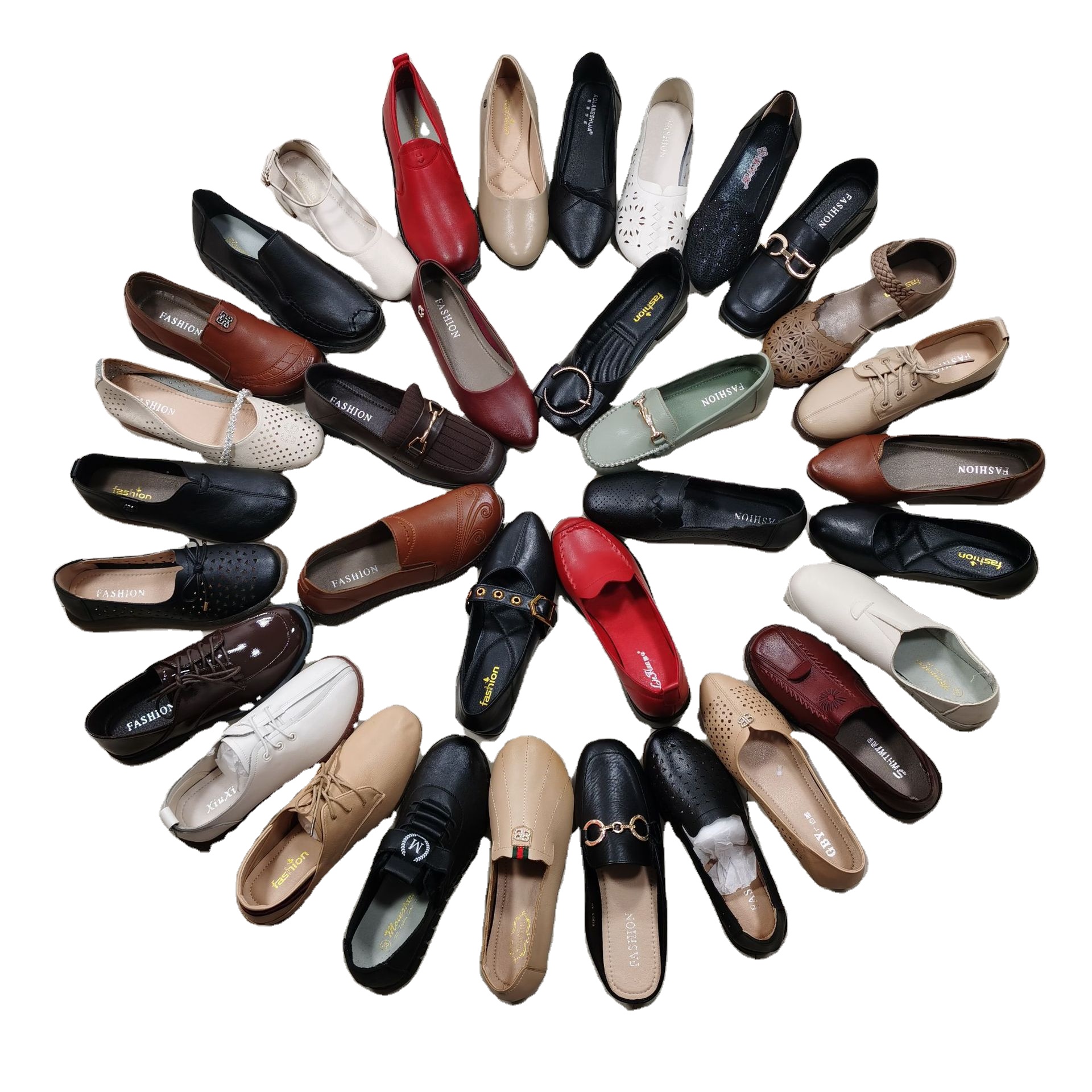 Mix style middle-aged women single shoes elderly shallow mouth flat shoes