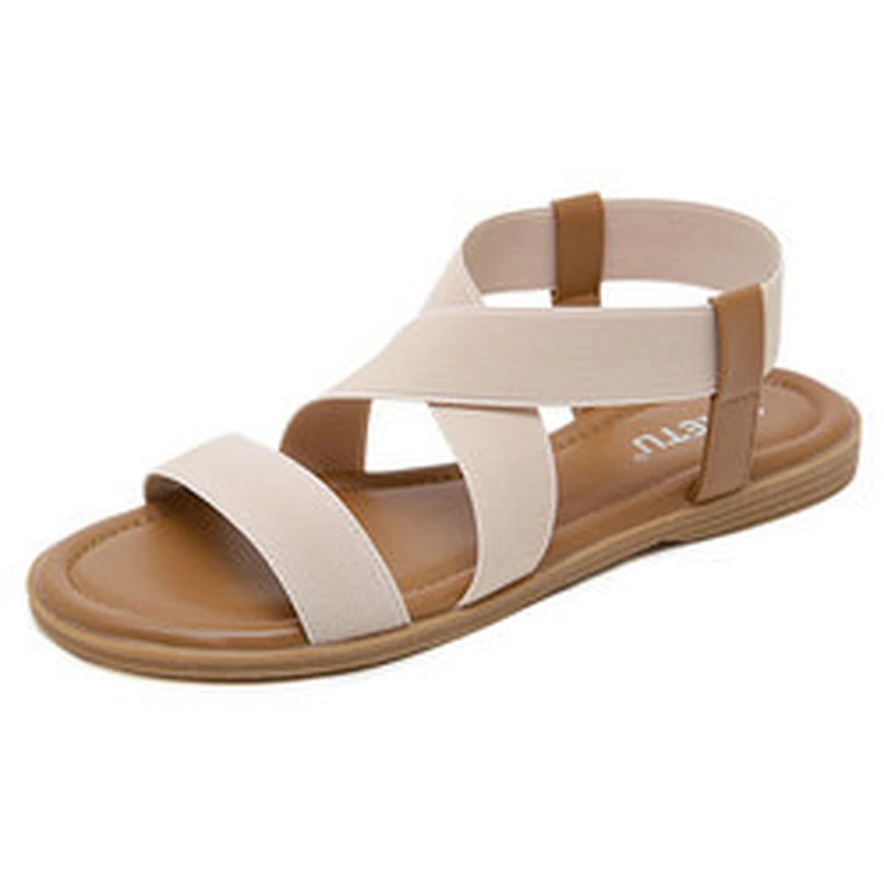 ladies sandal leisure flat sandals elastic strap thong sandal walking shoes