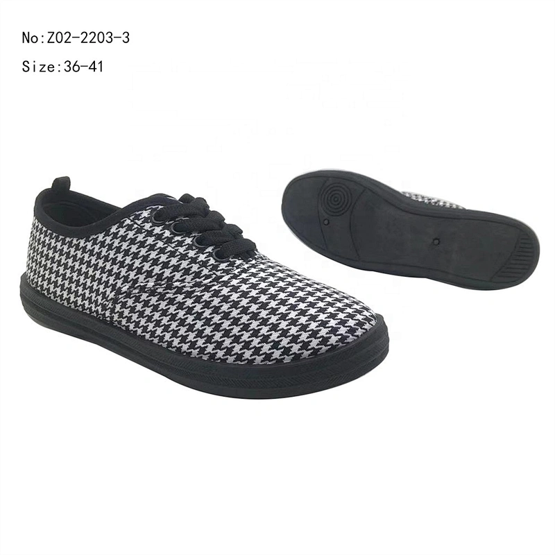 Custom Ladies Injection Flat Walking Shoes Casual Canvas Trendy Shoes for Women