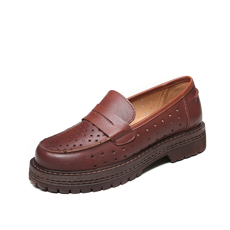 Lady Leather Loafers Flats Slip On Dress Shoes