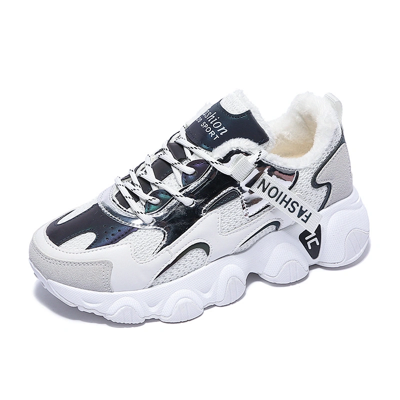 Women Chunky Sneakers Warm Fur Lining Casual Sport Shoes
