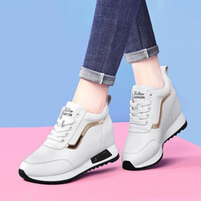 New Height Increasing platform women all-match white shoes casual breathable sneaker sports shoes