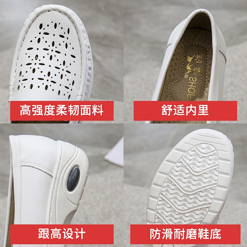 New Custom breathable women nurse shoes hollow non-slip casual leather loafers shoes