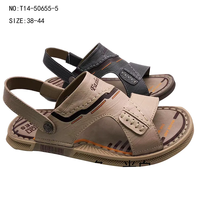 Hot selling custom Men sandals shoes casual summer leather sandals beach slippers
