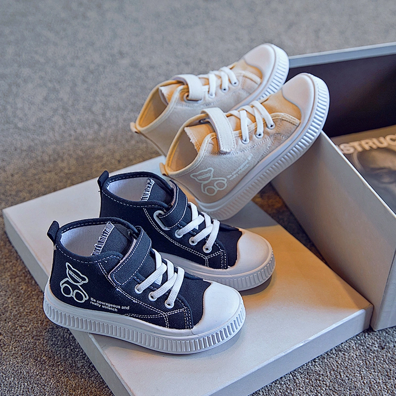 Comfortable Cute high top children canvas shoes school Sneakers for kids
