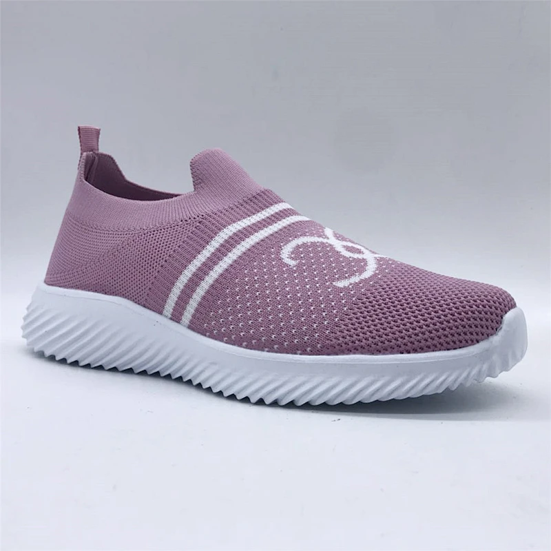 Slip-on Flats Shoes Women Summer Breathable Flying Weaving Casual Shoes Breathable Lightweight Mesh Fashion Sneaker