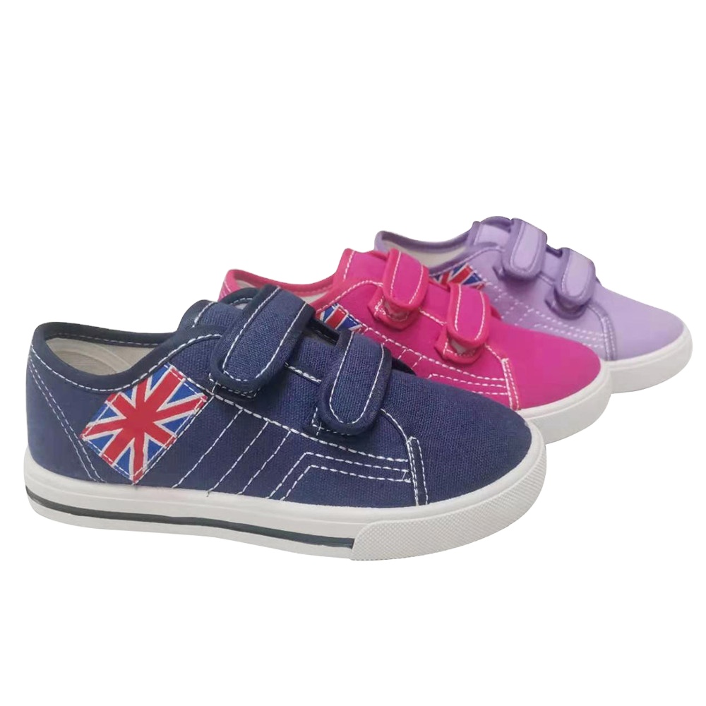 Union Jack Design Kids Casual School Shoes Children Students Canvas Shoes with Magic Tape