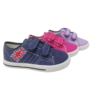 Union Jack Design Kids Casual School Shoes Children Students Canvas Shoes with Magic Tape