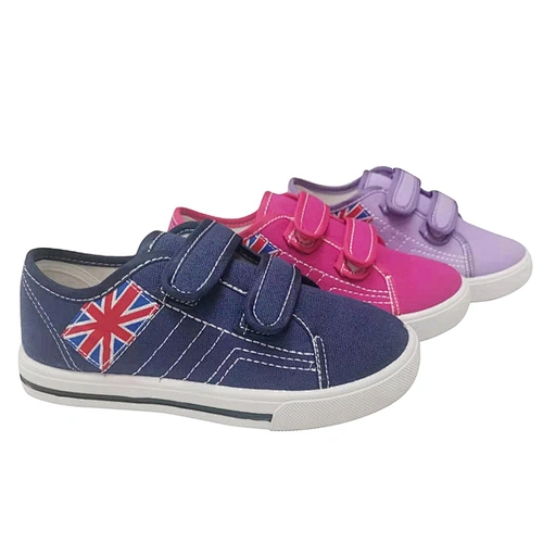 Union Jack Design Kids Casual School Shoes Children Students Canvas Shoes with Magic Tape