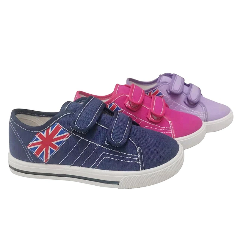 Union Jack Design Kids Casual School Shoes Children Students Canvas Shoes with Magic Tape