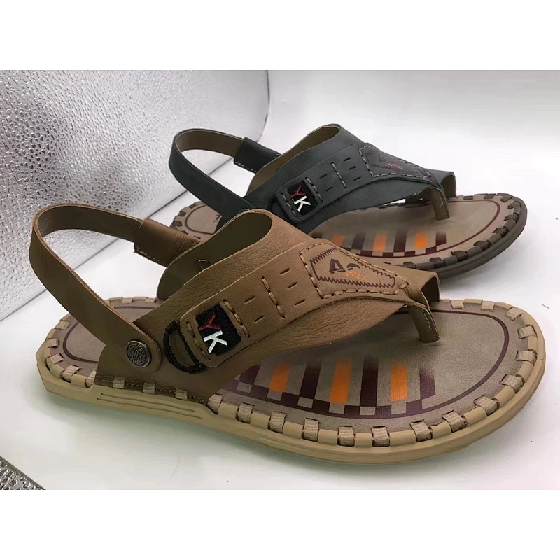 2022 New outdoor fashion men's sandals Summer men's leather slippers