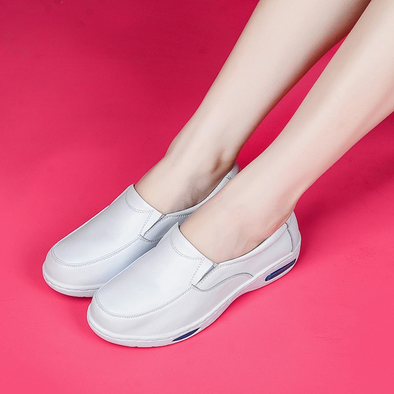 Women Hospital Working Cow Leather White Nursing Shoes