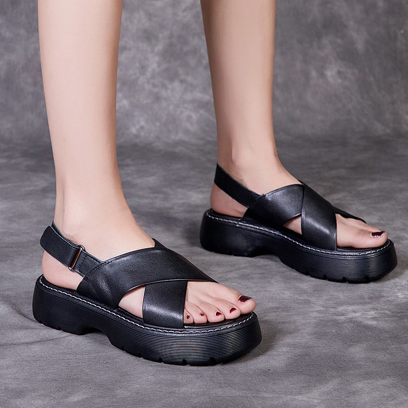 Ladies handmade sandals leather sandals top layer cowhide outdoor slippers