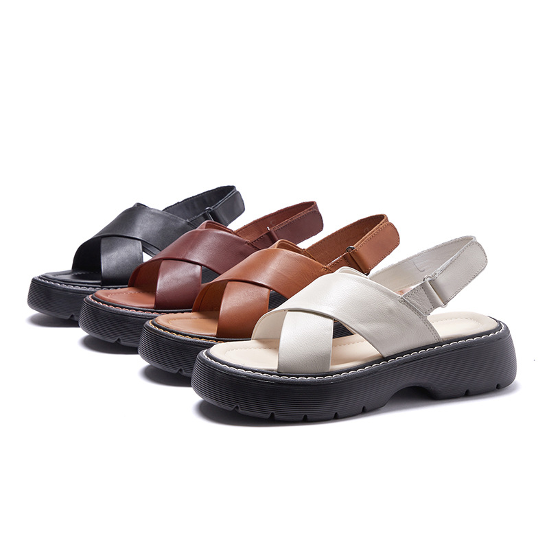 Ladies handmade sandals leather sandals top layer cowhide outdoor slippers