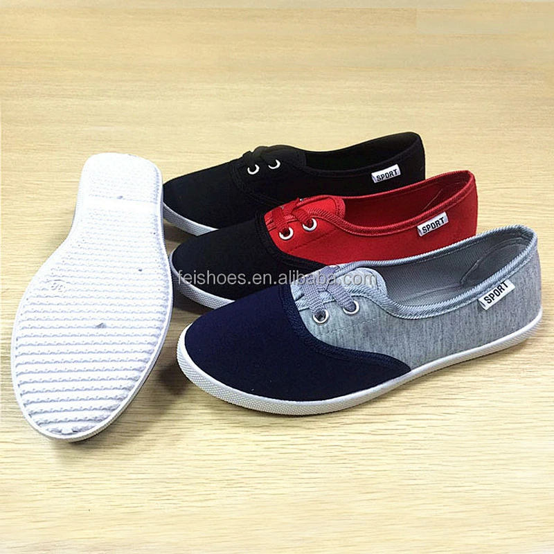 Comfortable ladies flats casual canvas shoe for women