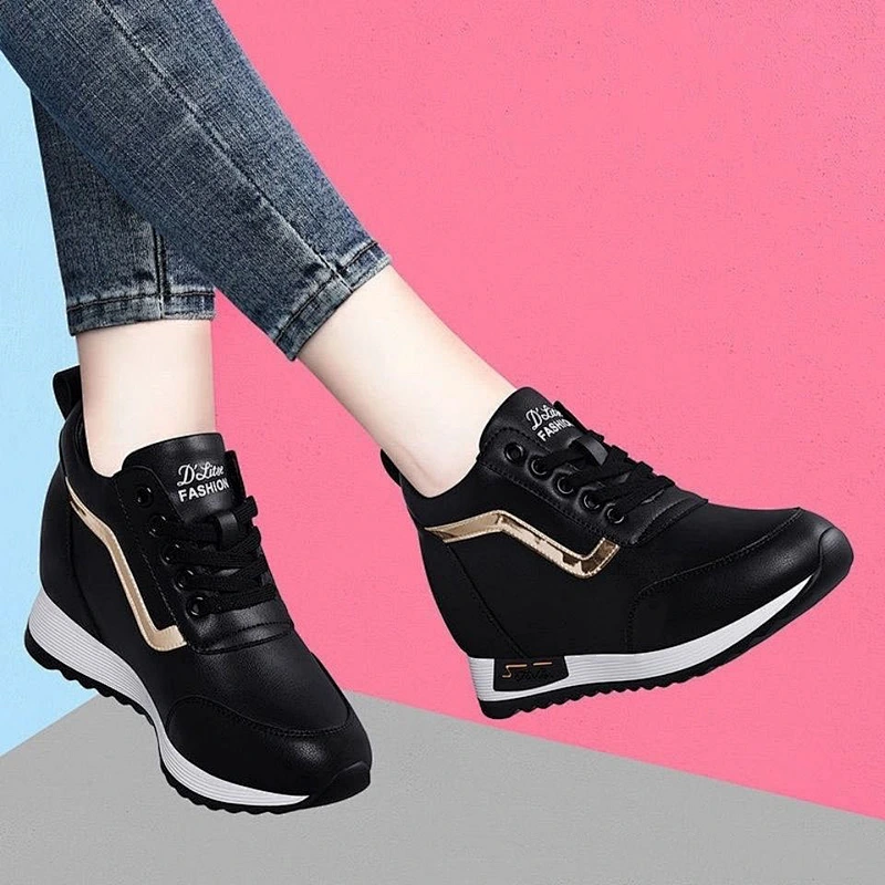 New Height Increasing platform women all-match white shoes casual breathable sneaker sports shoes
