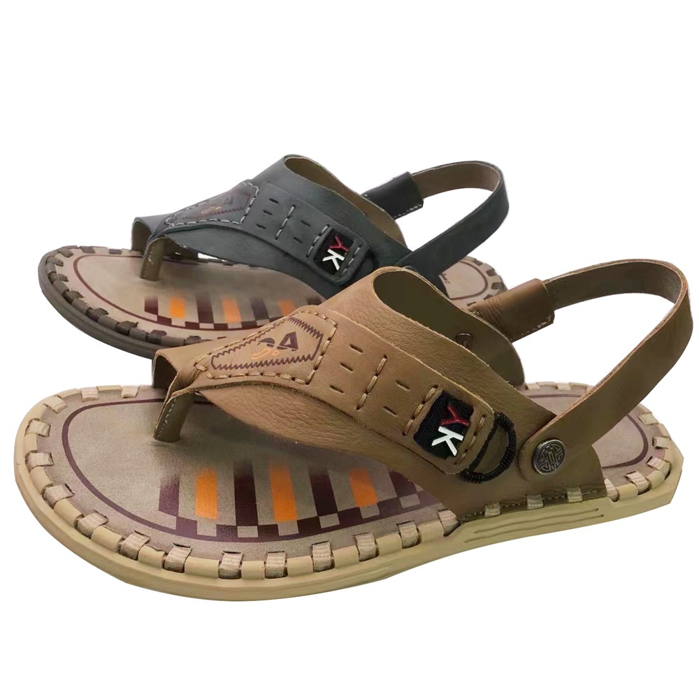 Custom Men Casual Genuine Leather Open Toe Beach Sandal Outdoor Summer Sport Sandals
