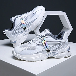 Men Walking Shoes Running Sports Casual Sneakers Fur Lined
