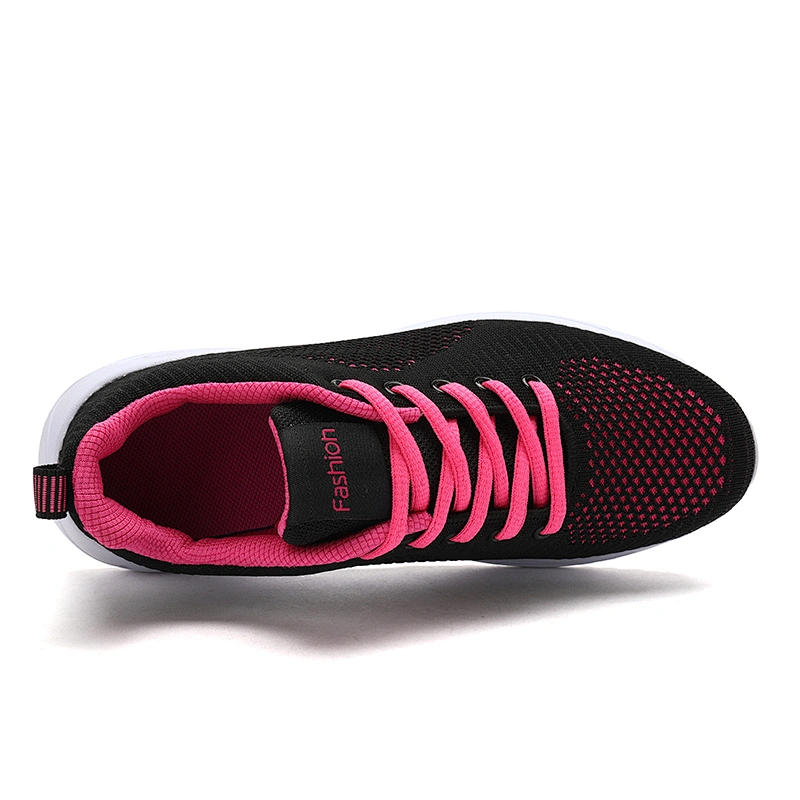 New Breathable fly knitted Women Casual Running Sneakers Shoes ladies Non-Slip walking sports shoes