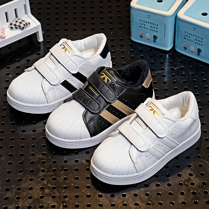 Leisure PU children board shoes student skateboard with magic tape