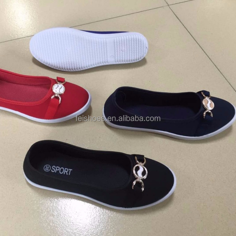 Relaxed ladies flat shoes injection silk fabric canvas shoes