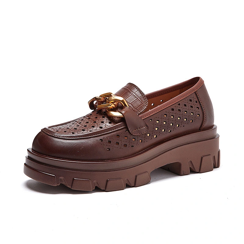 Women Chunky Heel Platform Loafers Slip On Uniform Dress Shoes