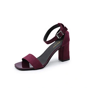 New chunky heels black women student sandals open toe one-line buckle Roman sandals