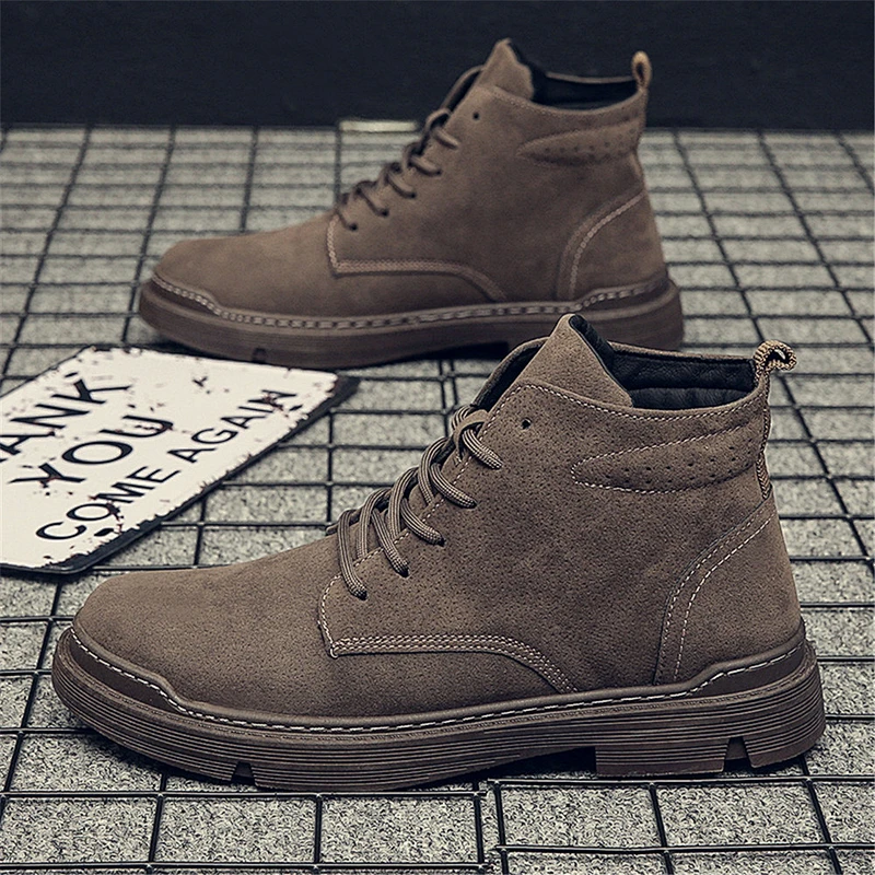 Hot Sale Stylish Casual Men High-Top Leather Shoes Retro Martin Boots