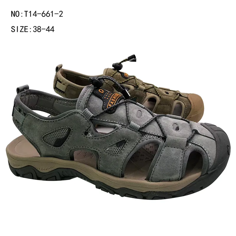New Arrival custom Fashion men Genuine Leather slippers Outdoor Summer Beach Leather Sandals