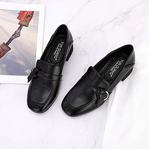 New custom thick sole women's casual work shoes all-match single leather loafers shoes