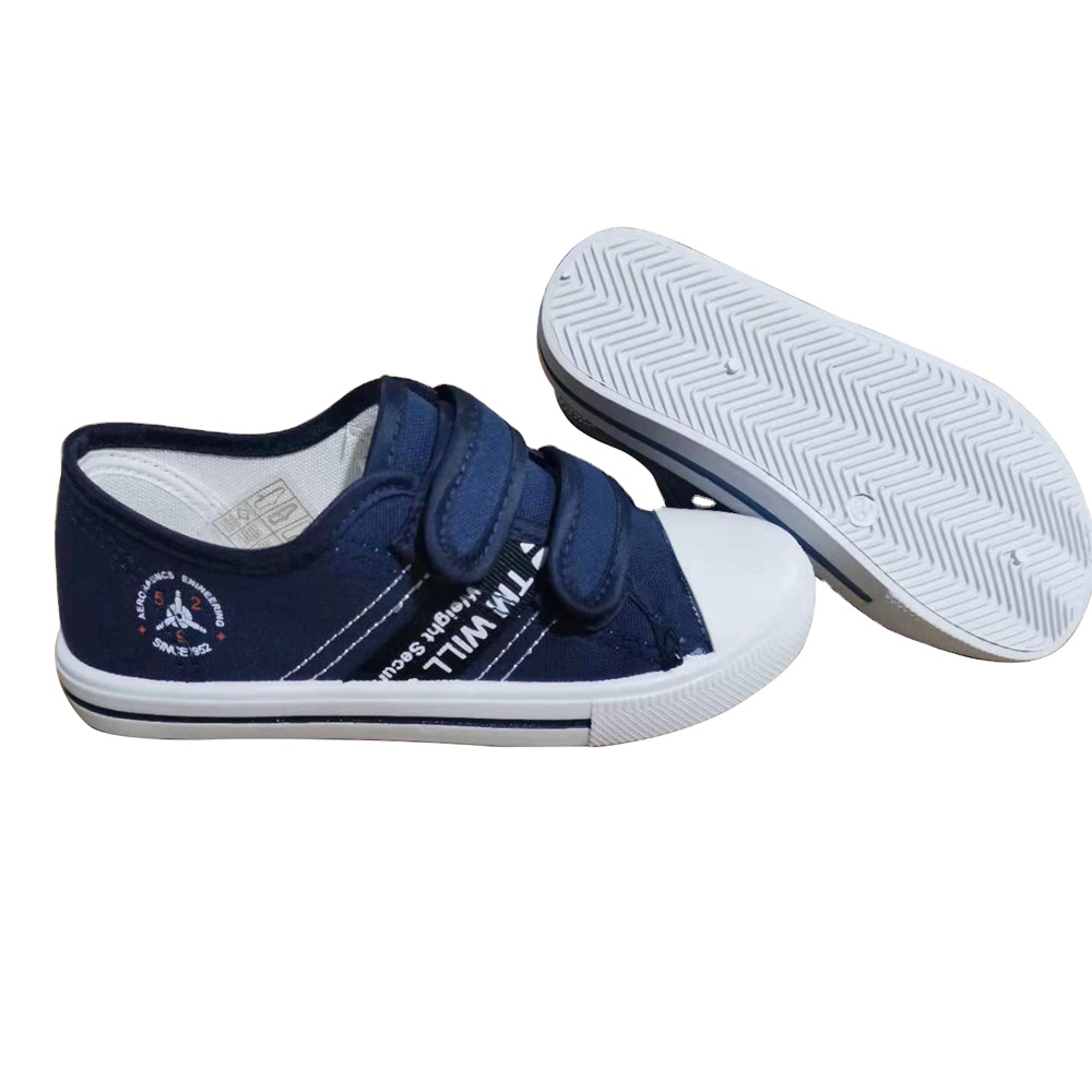 Factory OEM cheap Customize Hot Selling Injection Children Custom School Students Casual Canvas Shoes with Magic Tape