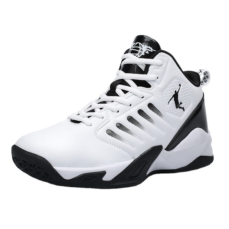 China Footwear Manufacturer Rubber Sole High-top Shoes leather Sneakers OEM Basketball Shoes Men