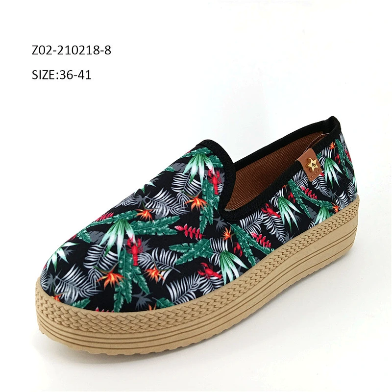 Wholesale Factory Footwear Floral Printing Designer Summer Indoor Outdoor Casual Slip On Shoes For Female