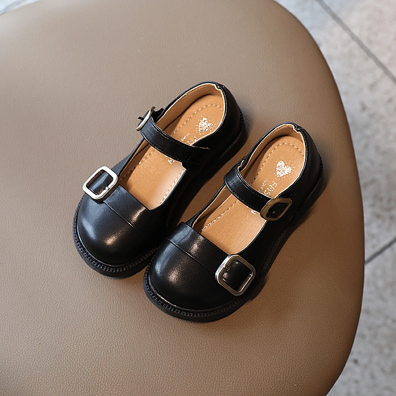 New School Children Baby Girl Shiny Casual Low-Heel flat Leather Shoes