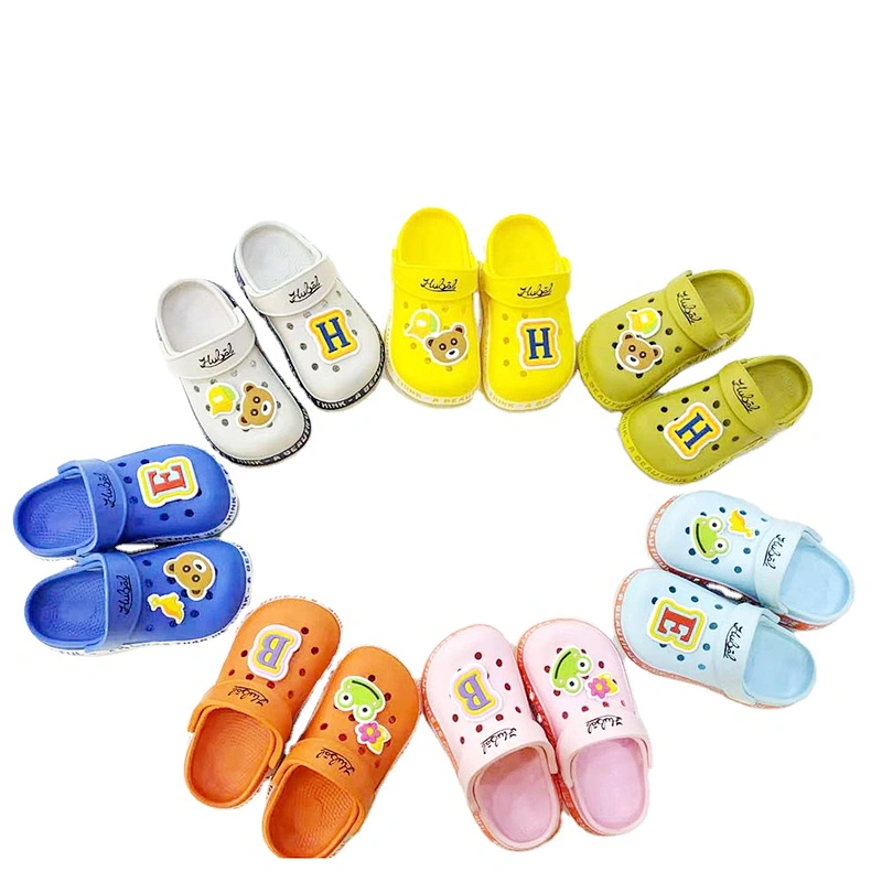 New Kids Double Color Children EVA Slippers Cartoon Clogs Garden Shoes for Summer