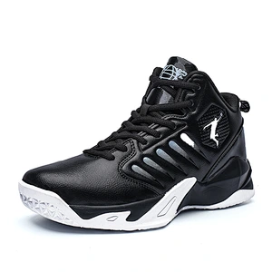 China Footwear Manufacturer Rubber Sole High-top Shoes leather Sneakers OEM Basketball Shoes Men