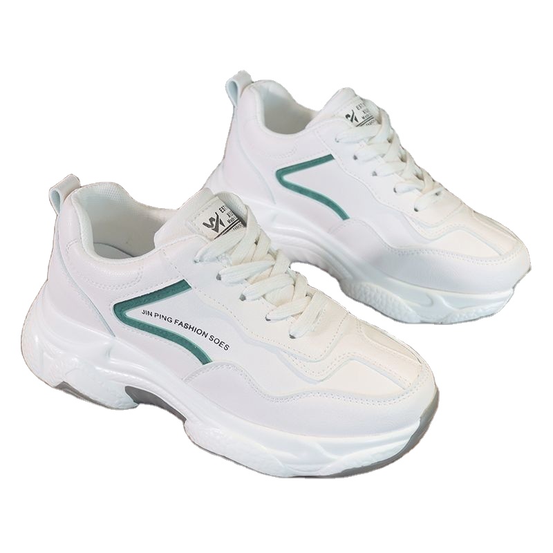 New fashion white women breathable sneakers shoes  thick soles running casual dad shoes