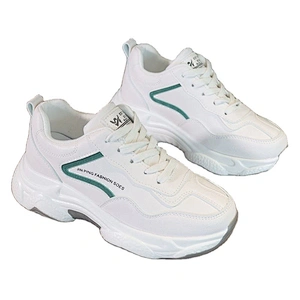 New fashion white women breathable sneakers shoes  thick soles running casual dad shoes
