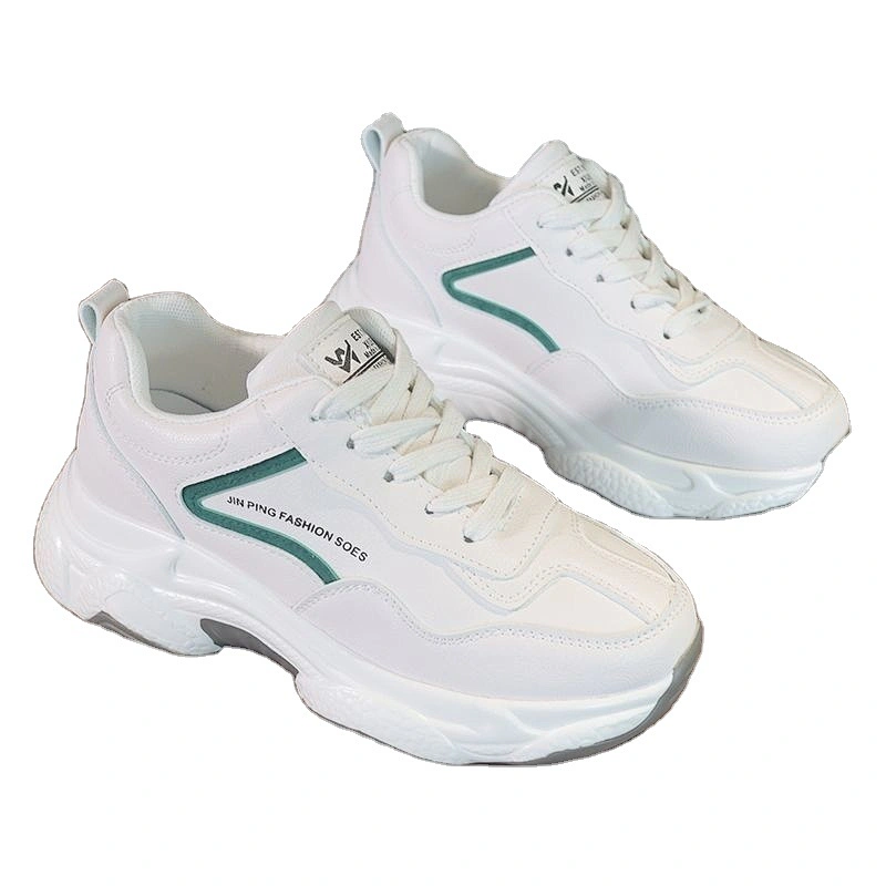 New fashion white women breathable sneakers shoes  thick soles running casual dad shoes