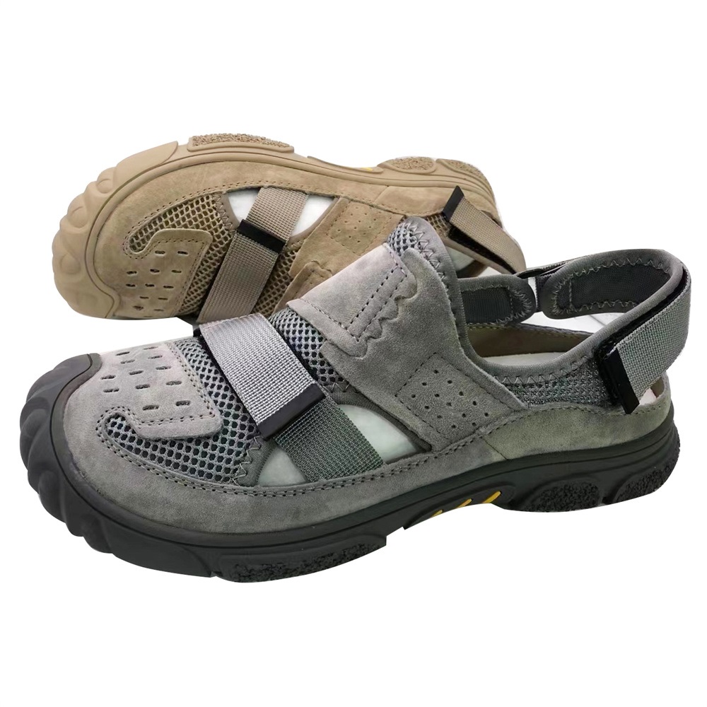Customized Men Leather Closed Toe Beach Sandals Summer Outdoor Hiking Sandals
