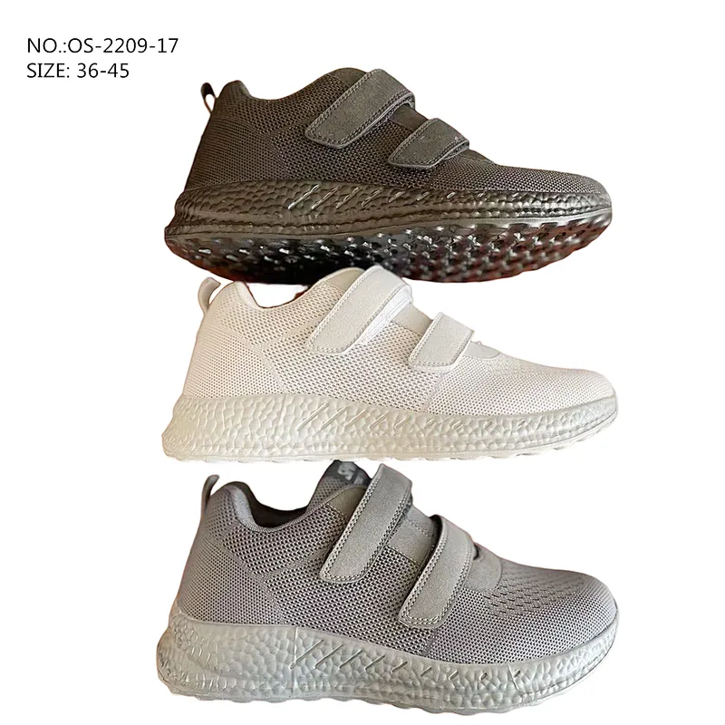 Fly knit Custom Men Women Casual Sneaker Running Sports Shoes with Magic Tape
