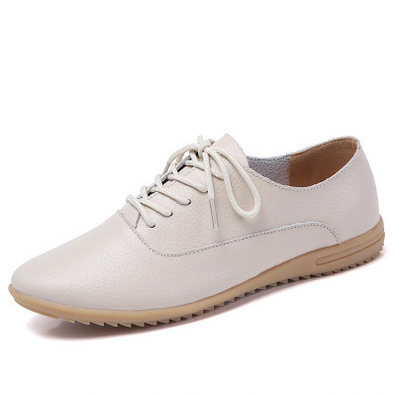 New design lace up shoes women casual shoes  cow leather shoes with TPR outsole