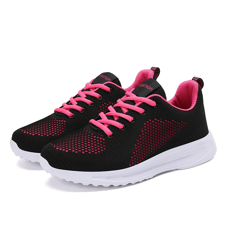 New Breathable fly knitted Women Casual Running Sneakers Shoes ladies Non-Slip walking sports shoes