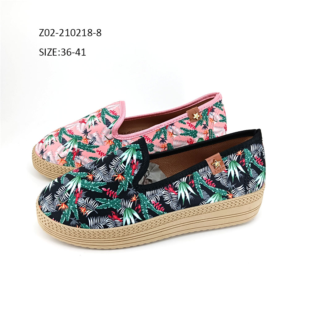 Wholesale Factory Footwear Floral Printing Designer Summer Indoor Outdoor Casual Slip On Shoes For Female