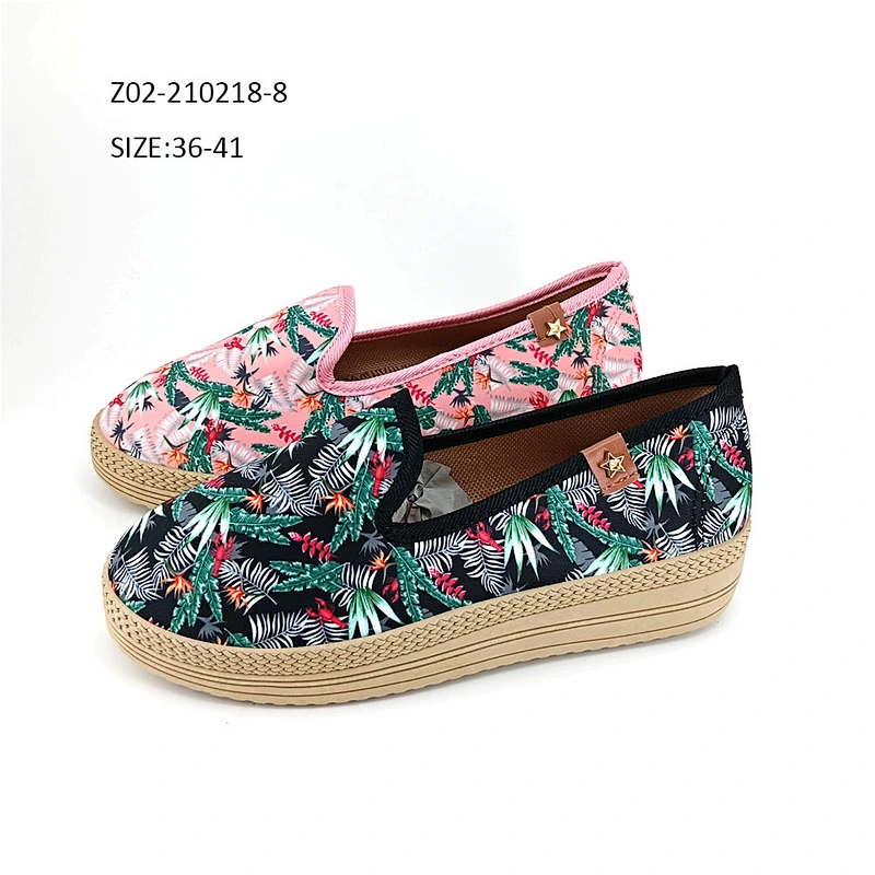 Wholesale Factory Footwear Floral Printing Designer Summer Indoor Outdoor Casual Slip On Shoes For Female
