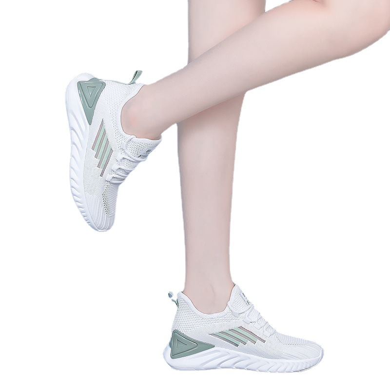 New all-match fly weave women running sneakers white shoes breathable casual shoes
