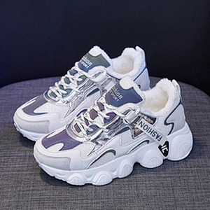 Women Chunky Sneakers Warm Fur Lining Casual Sport Shoes