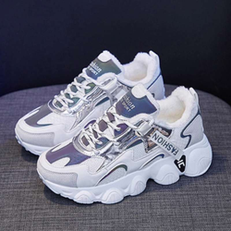 Women Chunky Sneakers Warm Fur Lining Casual Sport Shoes