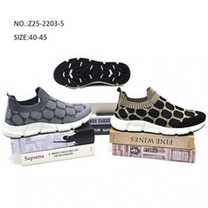 Hot Sale Custom Injection Men Fly weave Slip on Loafers Sports Running Sneaker Shoes